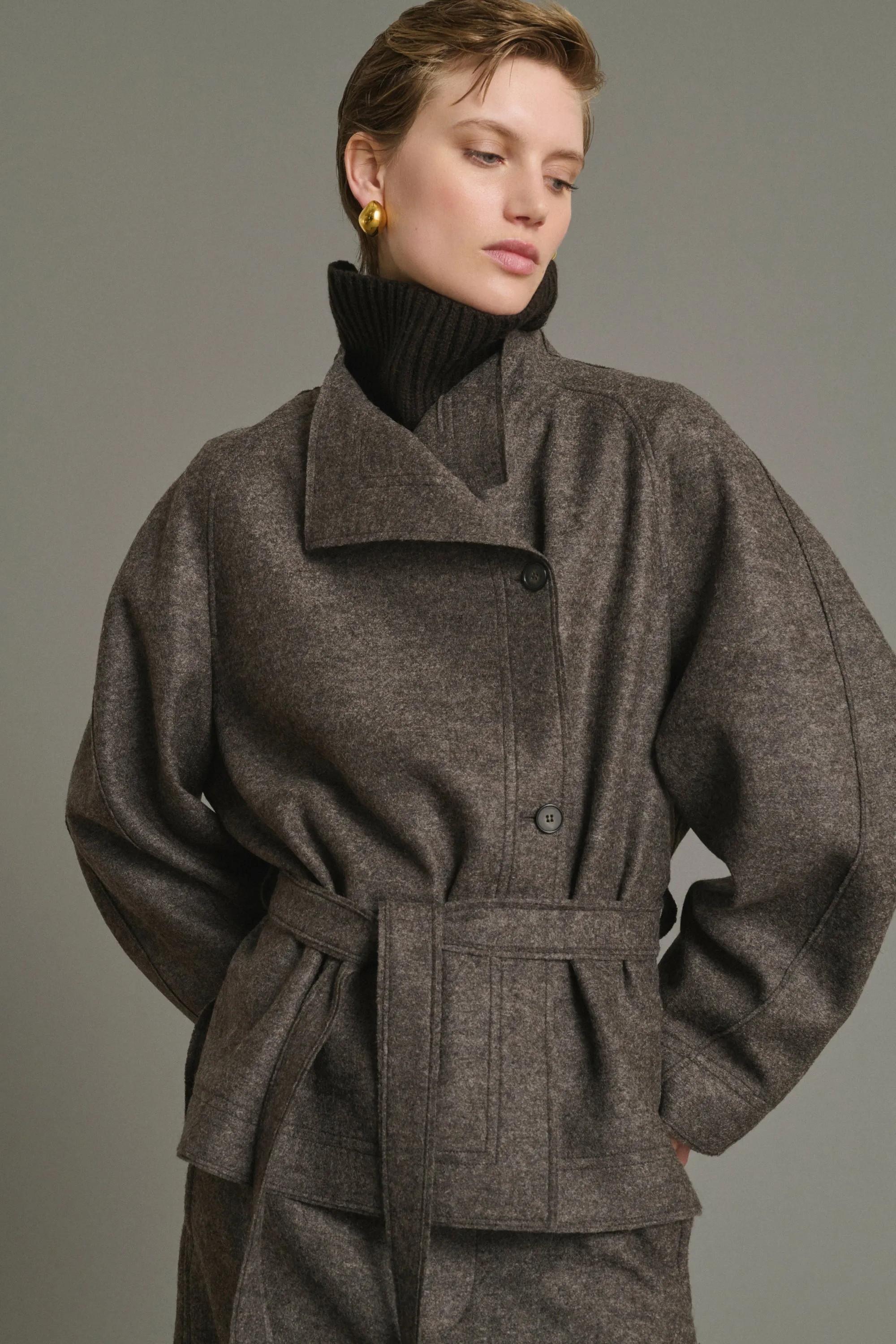 VESTE THEIA TAUPE CHINÉ