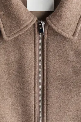Veste courte en laine mélangée - Taupe foncé — photo 5