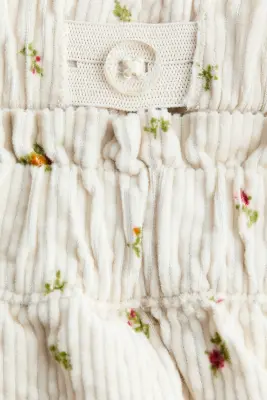 Pantalon en velours de coton côtelé - Blanc/fleuri — photo 2