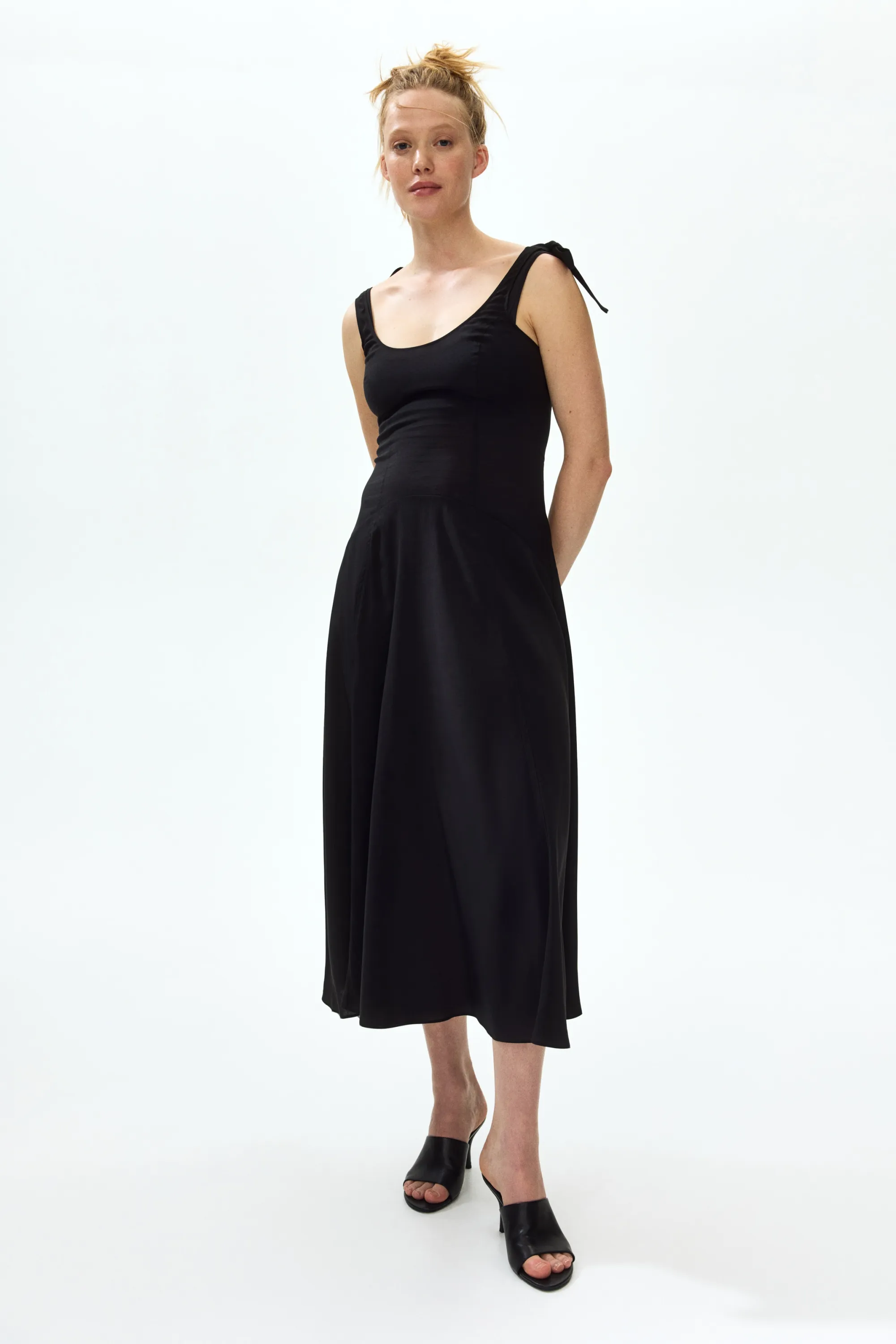 MAMA Robe d'allaitement avec bretelles à nouer - Noir