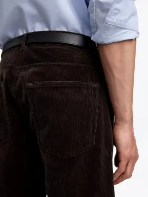 Pantalon ample en velours côtelé OCEAN - Marron — photo 4