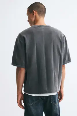Relaxed Fit Boxy T-shirt - Noir délavé — photo 3