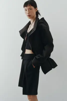 Short Bermuda avec ceinture repliée - Noir — photo 4