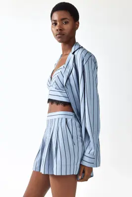 Short chic - Bleu clair/rayé — photo 4