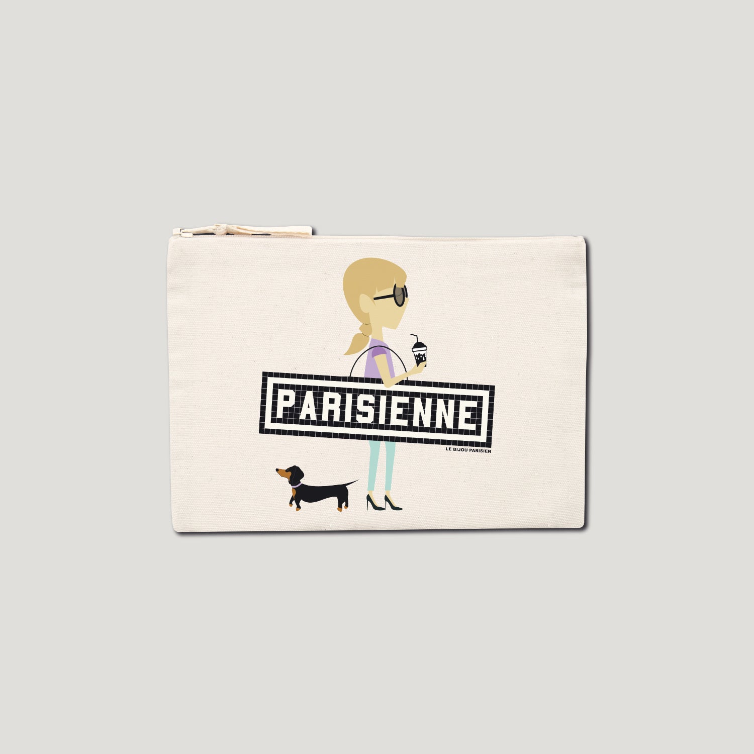 POCHETTE IMPRIMÉE - PARISIENNE TECKEL - ÉCRU