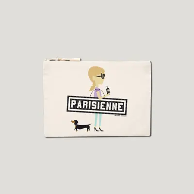 POCHETTE IMPRIMÉE - PARISIENNE TECKEL - ÉCRU