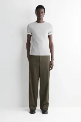 T-SHIRT SLIM EN COTON CÔTELÉ - GRIS CLAIR — photo 1