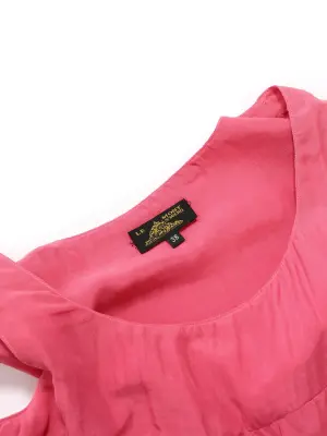 Top en soie et coton rose framboise à volants Prix boutique 125€ Taille 36 — photo 5