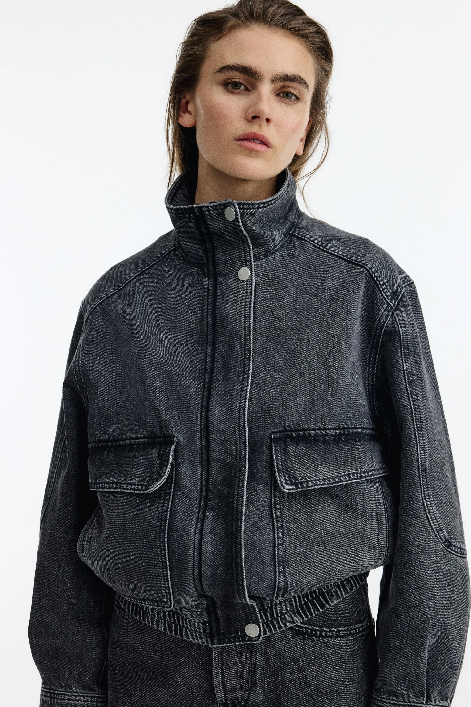 Veste oversize en denim - Gris denim
