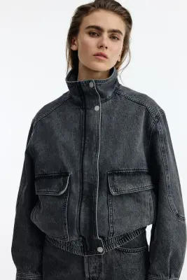 Veste oversize en denim - Gris denim — photo 1