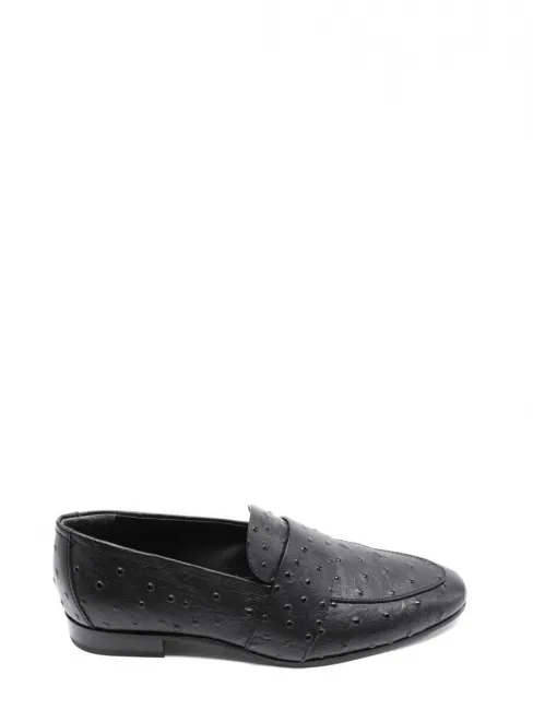 Mocassins bout amande en cuir noir effet autruche Prix boutique 315€ Taille 36