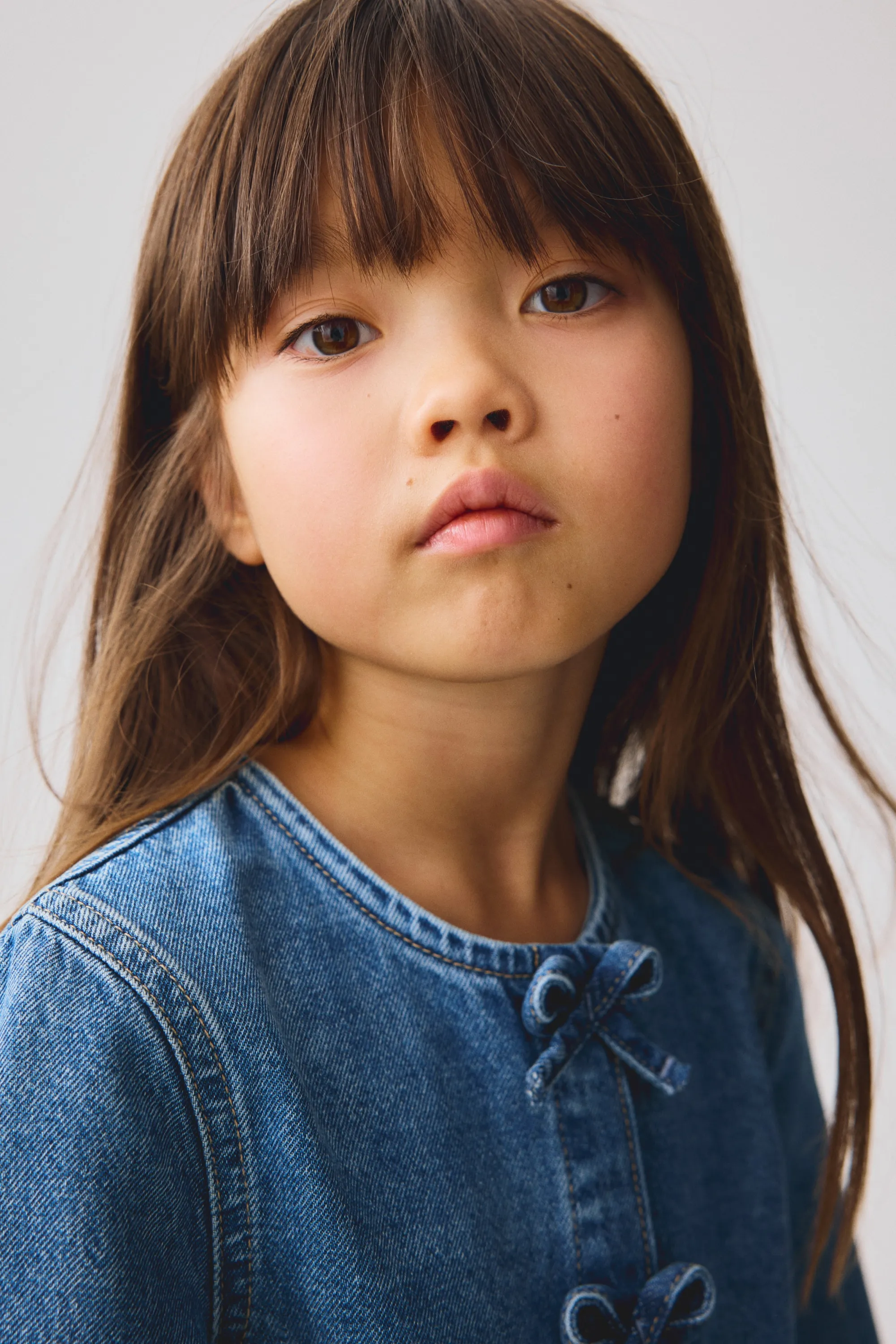 Ensemble 2 pièces en denim avec nœuds - Bleu denim