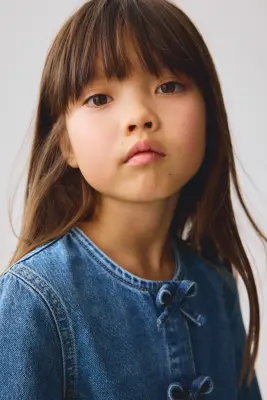 Ensemble 2 pièces en denim avec nœuds - Bleu denim — photo 1