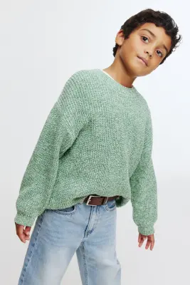 Pull à côtes anglaises - Vert chiné — photo 1