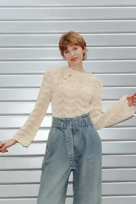 Pull court en crochet Femme — photo 2