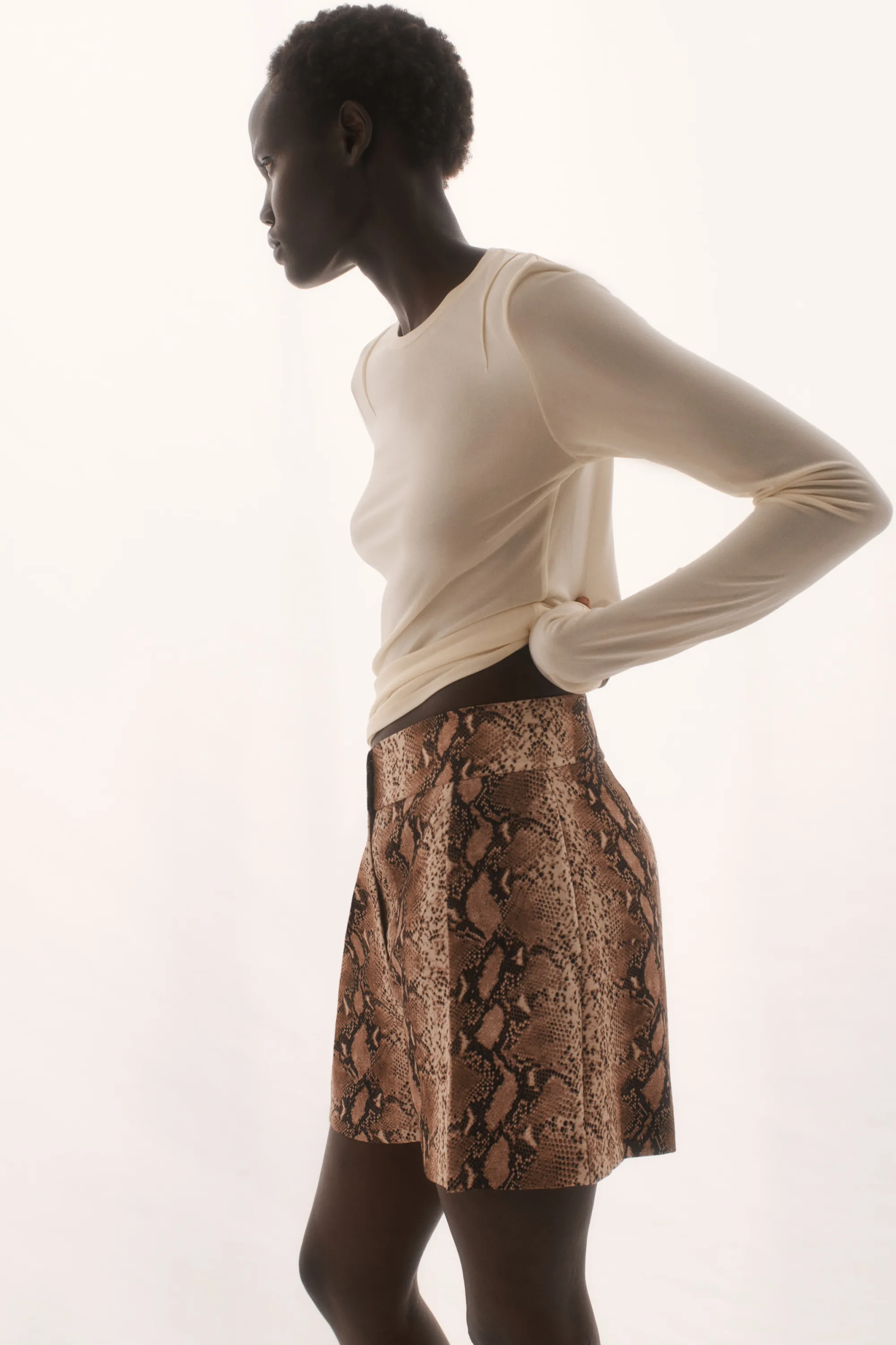 Short chic à motif - Beige/motif peau de serpent
