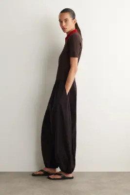 POLO SUPERPOSÉ EN LAINE MÉRINOS - MARRON / ROUGE — photo 1
