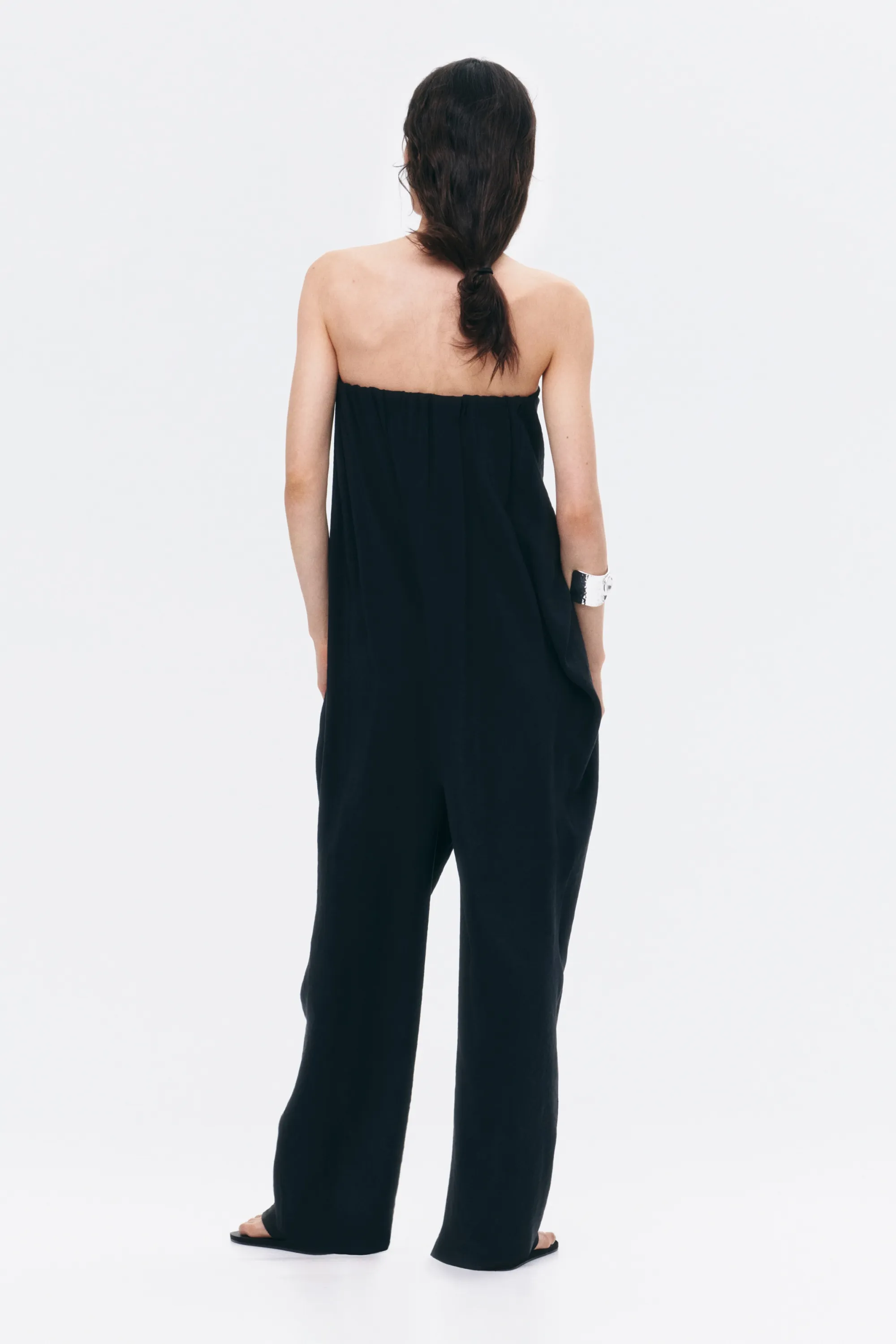 Combi-pantalon bandeau avec détail à nouer - Noir
