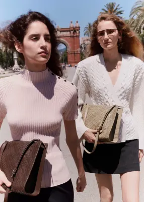 Sac à bandoulière en cuir tressé - Taupe — photo 2