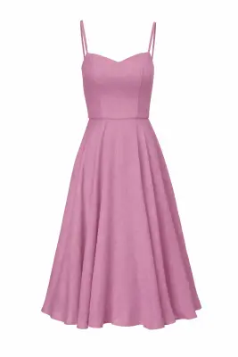 Bardot Linen Dress - Mauve pink — photo 3