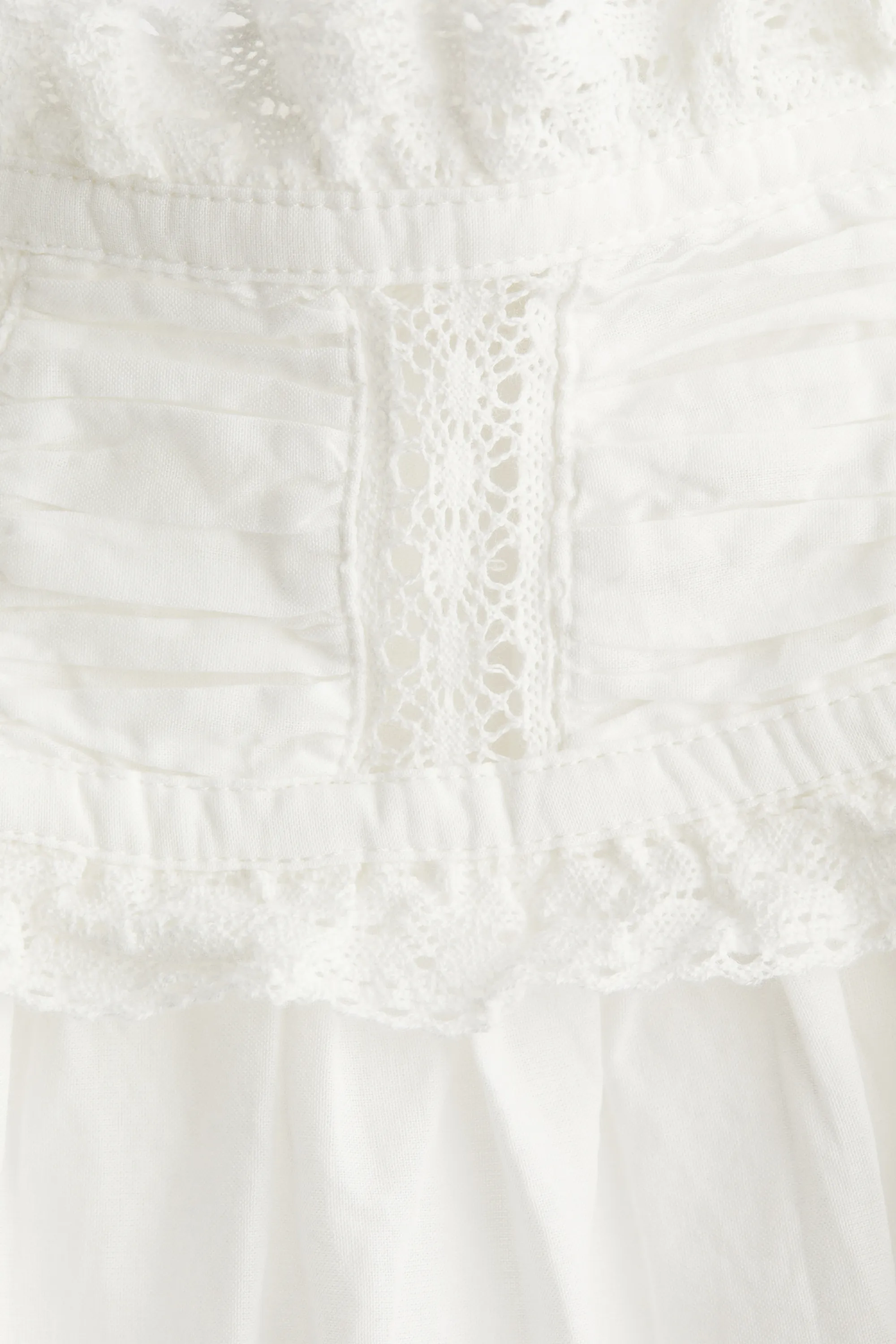 Blouse en coton avec dentelle - Blanc