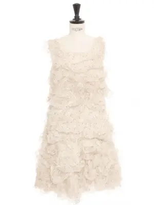 Robe de mariée à volants en organza de soie crème NEUVE Px boutique 2500€ Taille 36 — photo 1