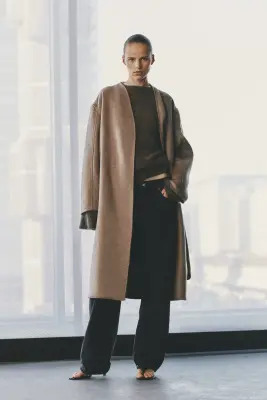 Manteau en laine mélangée - Taupe foncé — photo 2