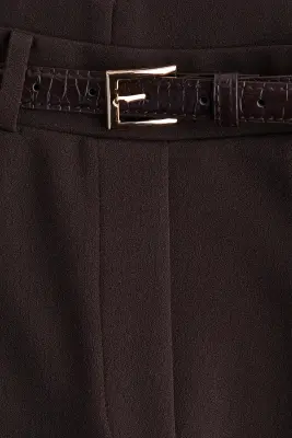 Pantalon droit avec ceinture - Marron foncé — photo 4