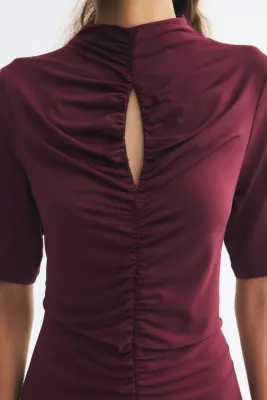 Robe en jersey à effet drapé - Violet prune — photo 1