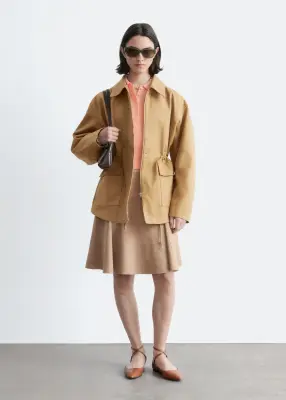 Veste utilitaire oversize à cordon de serrage - Jaune moutarde — photo 5