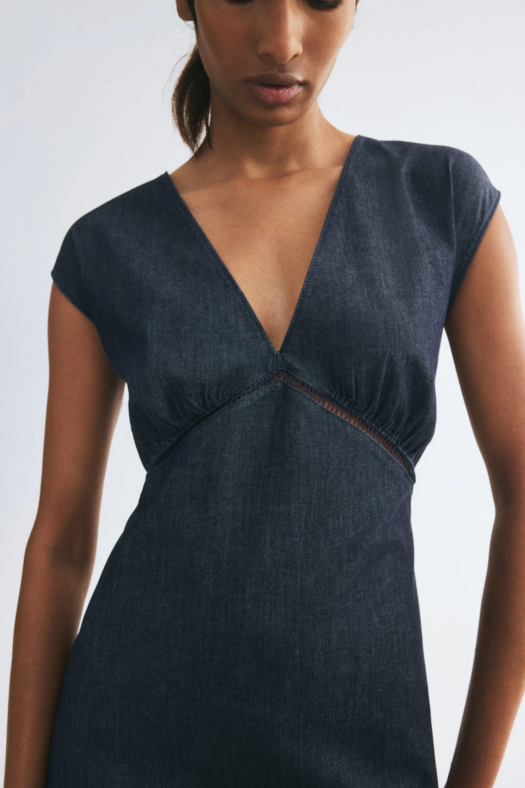 Robe midi en denim - Bleu denim foncé