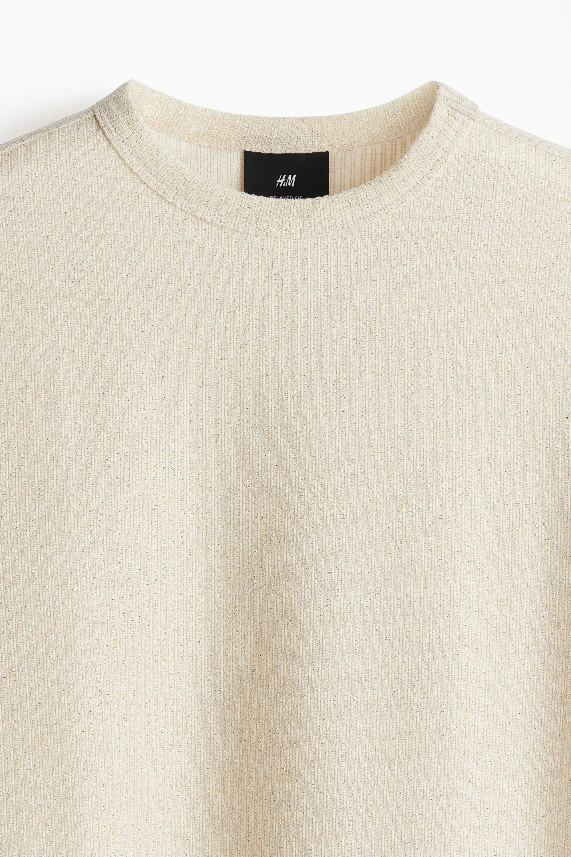 T-shirt Regular Fit en maille texturée - Beige clair