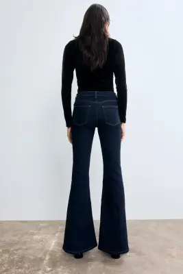 Flared High Jeans - Bleu denim foncé — photo 2