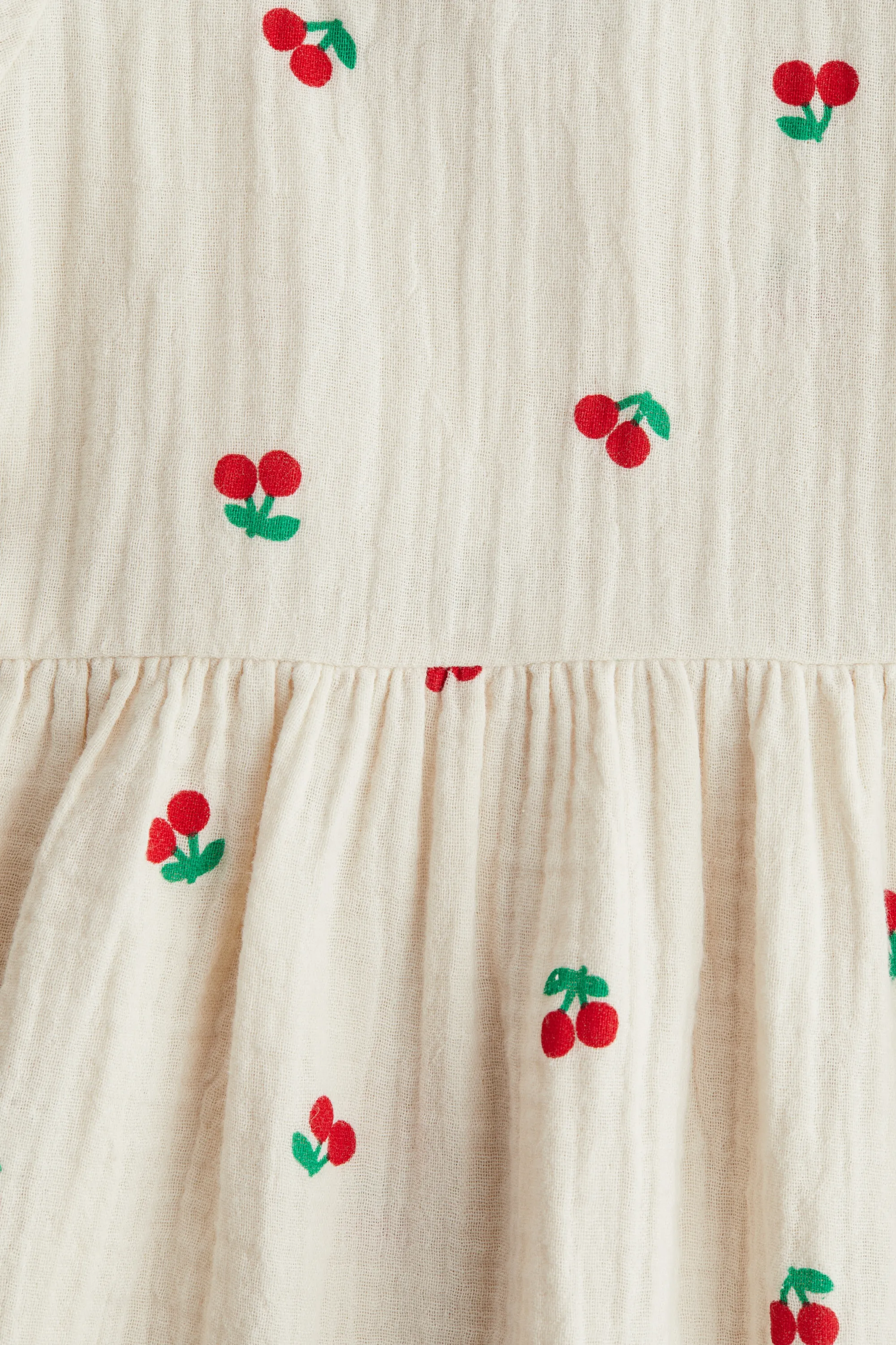 Robe en mousseline de coton - Crème/cerises