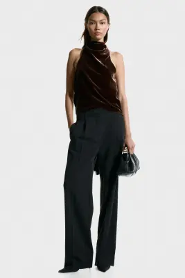 Top dos nu en velours - Marron foncé — photo 2