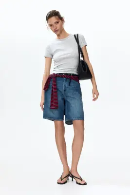 T-shirt en maille pointelle - Gris clair chiné — photo 1