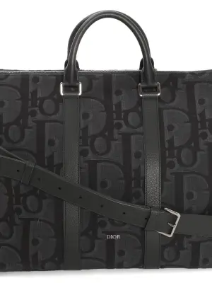 Sac Weekender 40 Toile jacquard Dior Oblique bleu marine et noir avec anse bandoulière Prix boutique 2800€ — photo 5