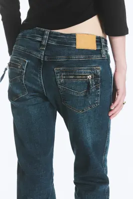 bambi y2k jean slim évasé taille basse à poches zippées - Strobe Blue - Bleu foncé — photo 5