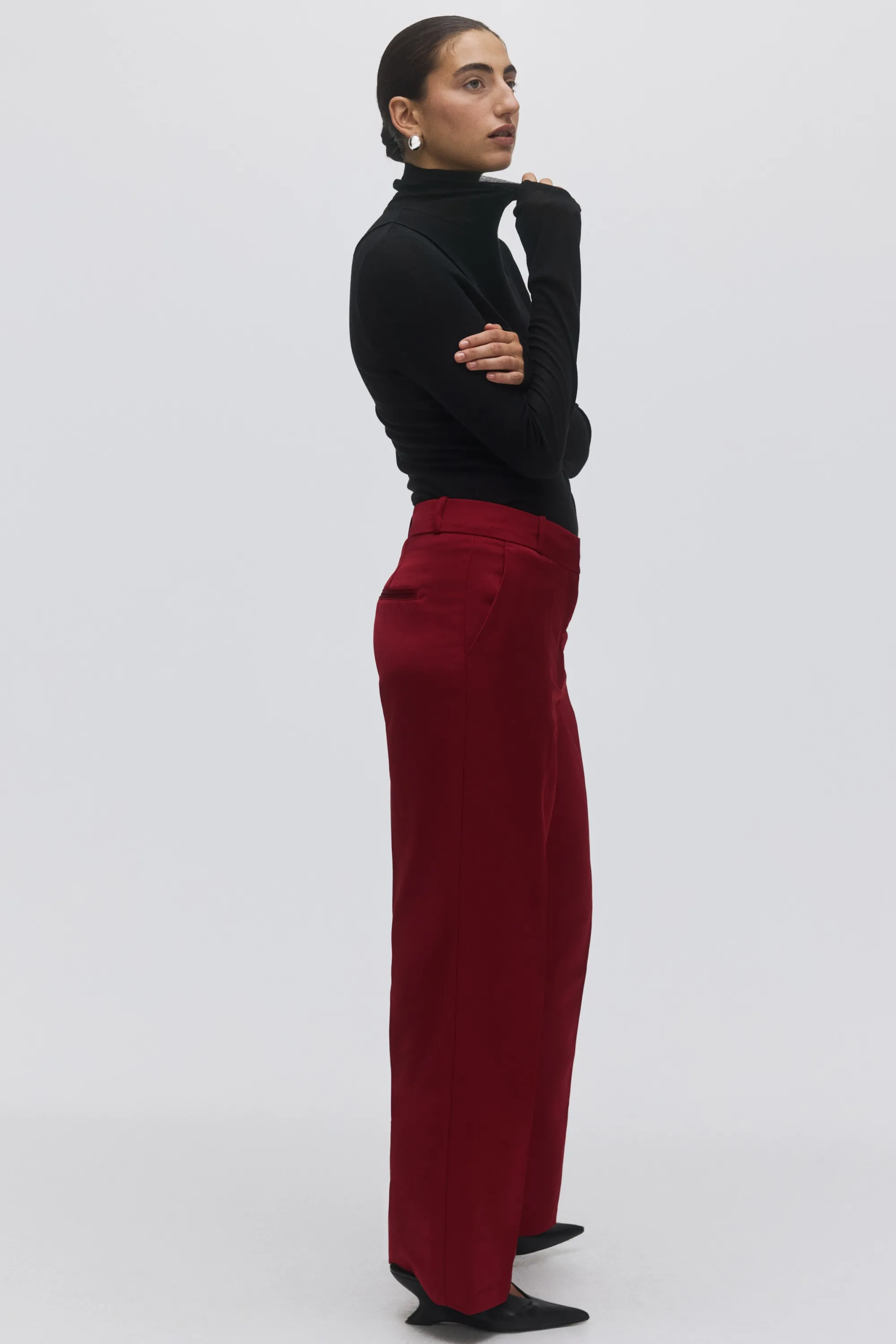 Pantalon chic avec taille haute - Rouge foncé