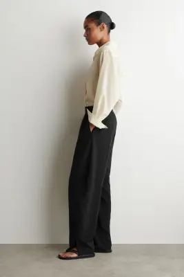 PANTALON BARREL À PANNEAUX ET TAILLE ÉLASTIQUÉE - NOIR — photo 2