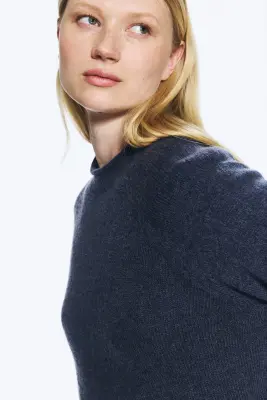 Pull ample en laine mélangée - Bleu foncé — photo 2