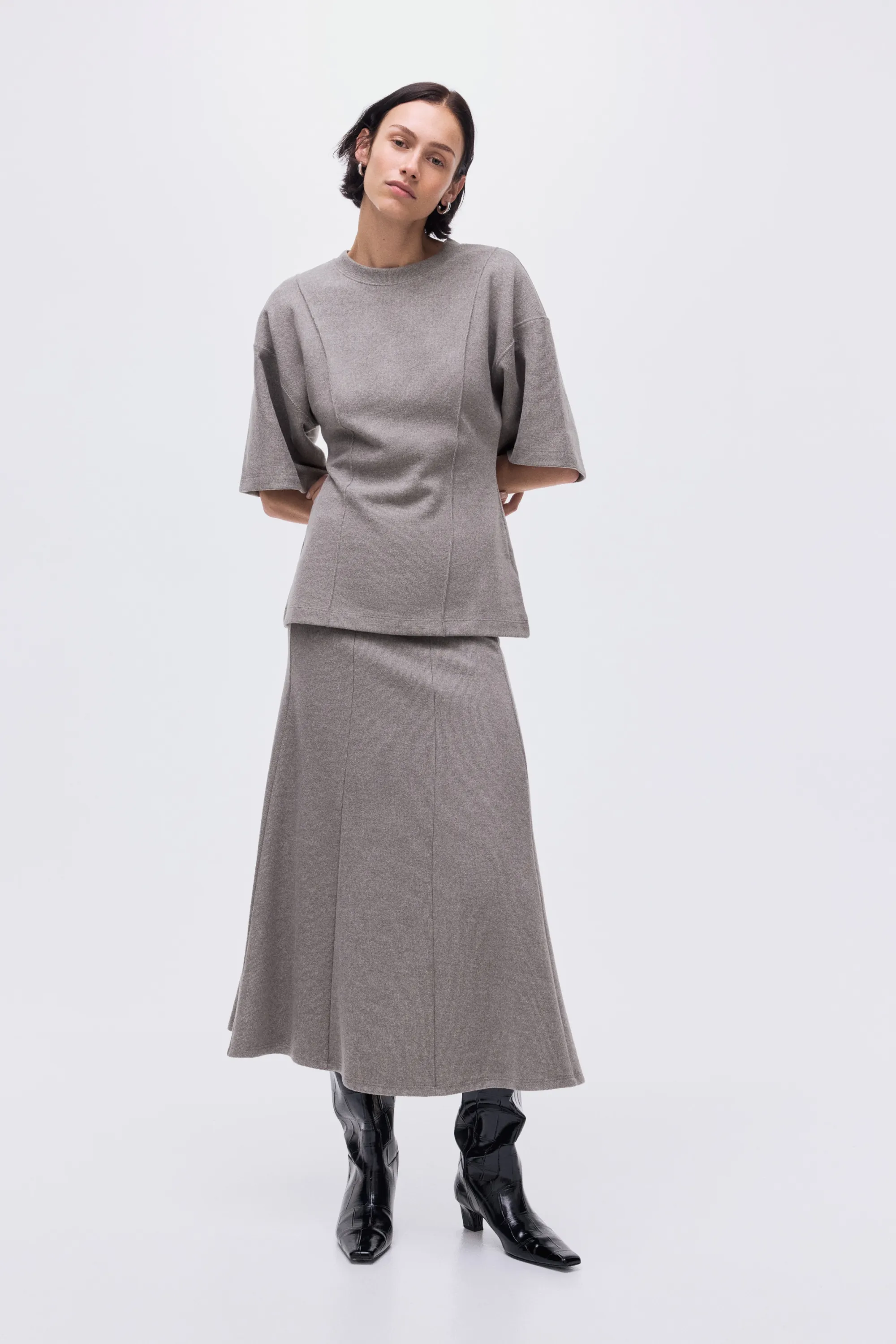 Top loose en maille fine - Taupe