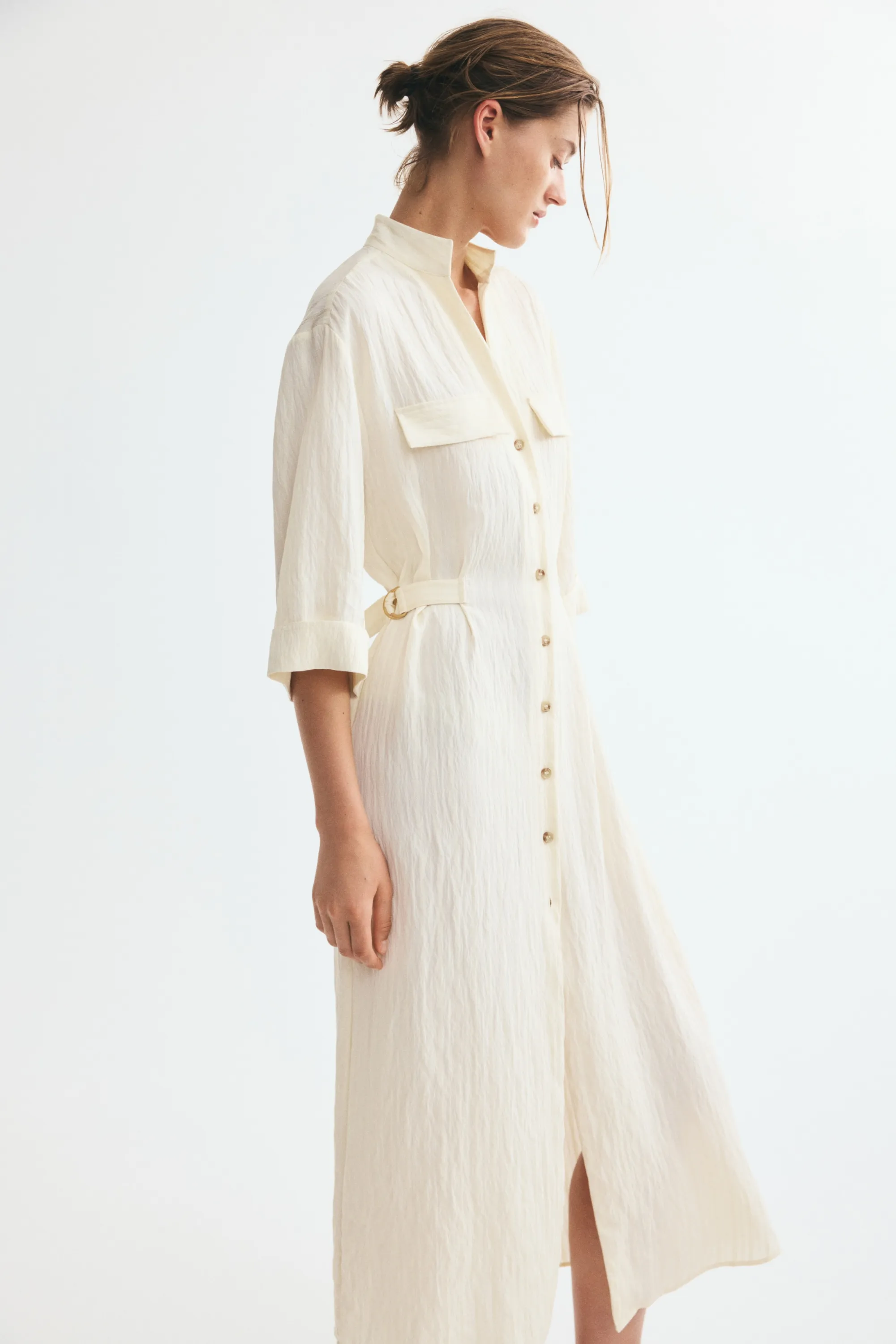 Robe chemise cintrée - Crème
