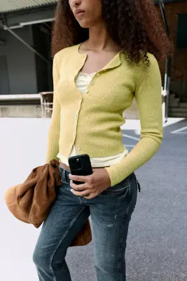 Cardigan en maille - Citron vert — photo 1