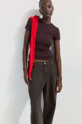 T-shirt ajusté en microfibre - Bordeaux — photo 2
