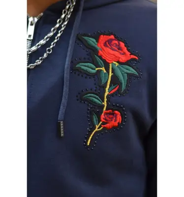 Ensemble ZOOM FLIGHT bleu avec patch Rose et strass — photo 4