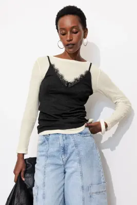 T-shirt effet superposé Femme — photo 2