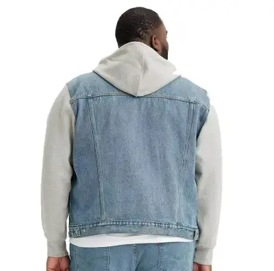 LEVIS VESTE JEAN'S BIG HYBRIDE HOODY TRUCKER Bleu/Gris — photo 3