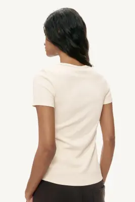 T-shirt côtelé - Beige clair — photo 2