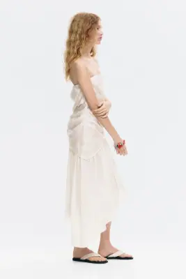 Robe bandeau à effet drapé - Crème — photo 2